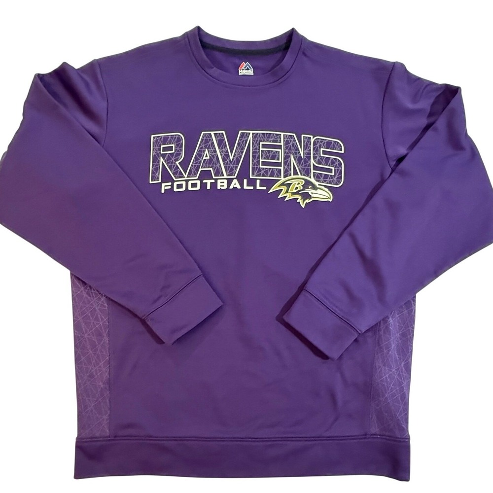 Balitmore Ravens Football Pullover Long Sleeve Sweatshirt Majestic Sz Large M46